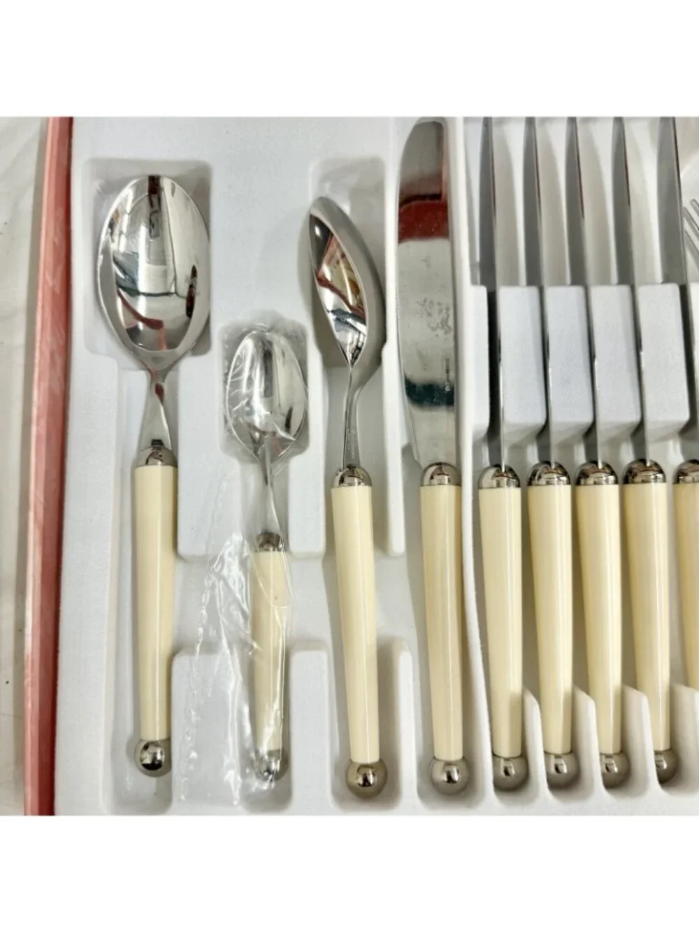 Gottingen Ashaya Stainless Flatware Ball End Cream Handles Space Age Retro Set